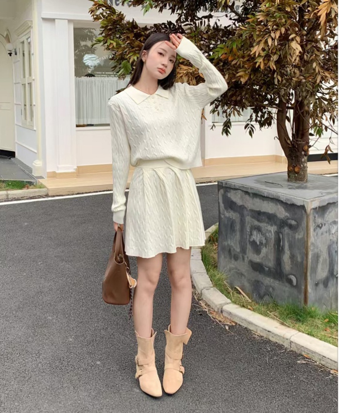 Korean style bottoming shirt knitted sweater 2pcs set