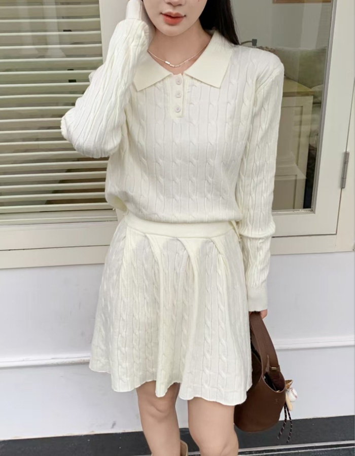 Korean style bottoming shirt knitted sweater 2pcs set