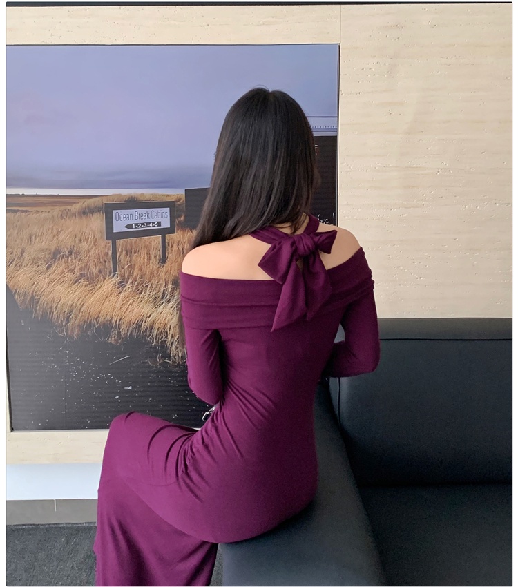 Package hip inside the ride flat shoulder dress for women