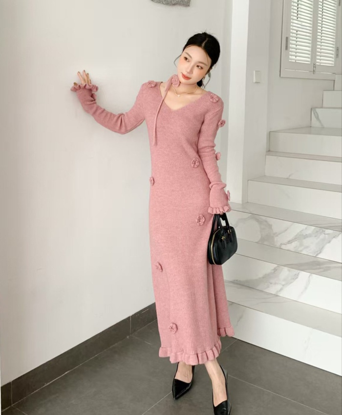 Autumn and winter jumpsuit retro long dress for women