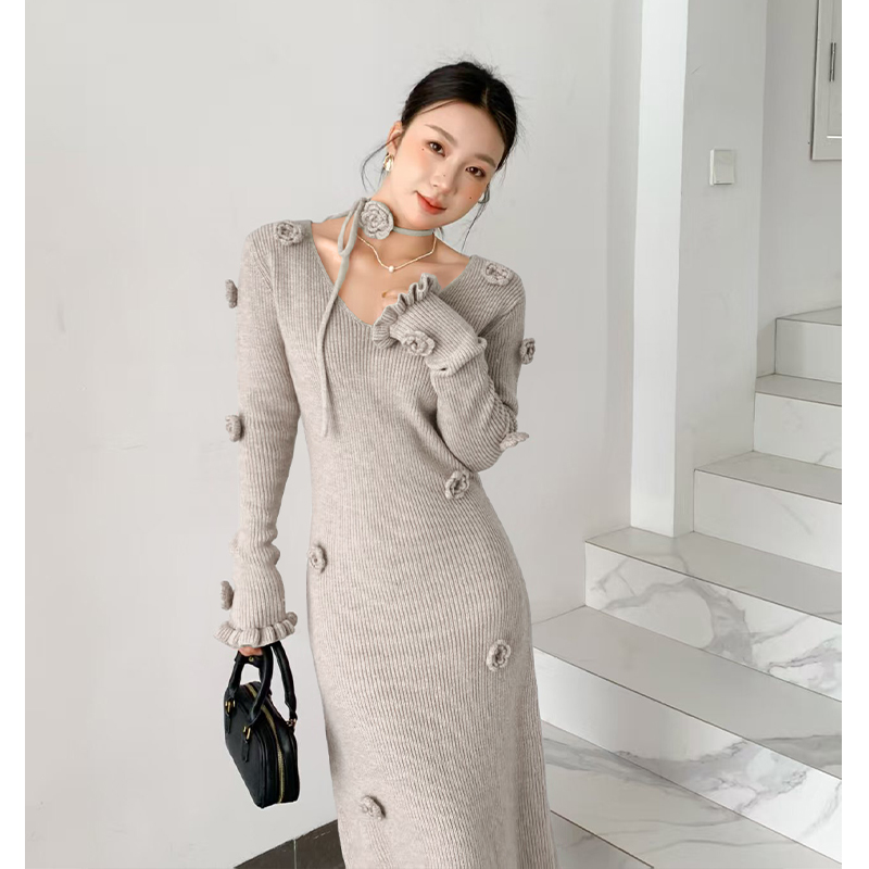 Autumn and winter jumpsuit retro long dress for women