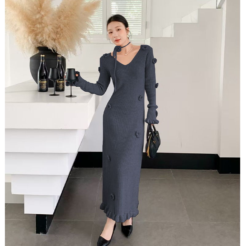 Autumn and winter jumpsuit retro long dress for women