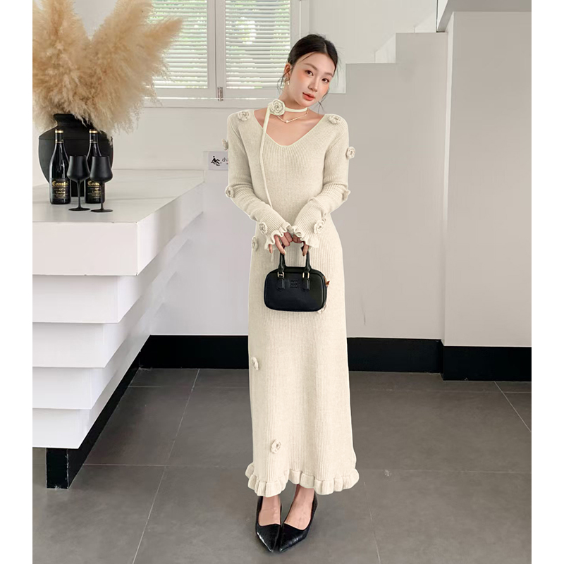 Autumn and winter jumpsuit retro long dress for women