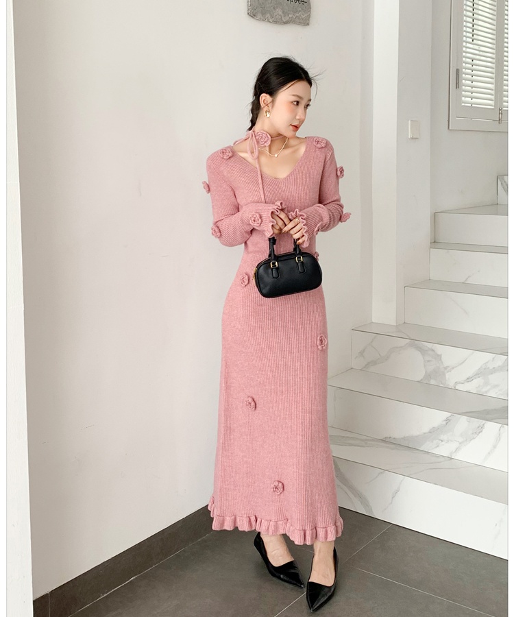 Autumn and winter jumpsuit retro long dress for women
