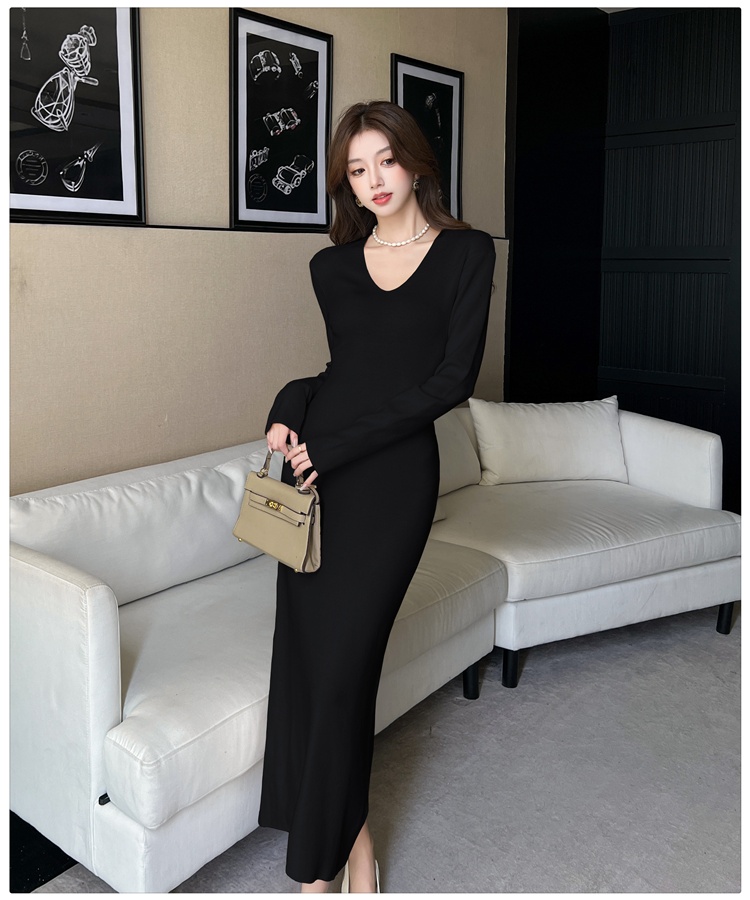 Temperament pinched waist long dress France style dress