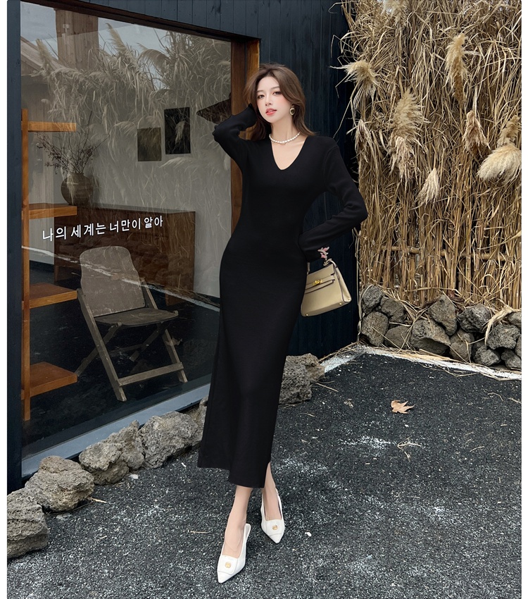 Temperament pinched waist long dress France style dress