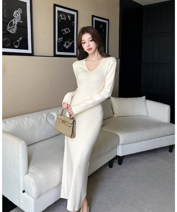 Temperament pinched waist long dress France style dress