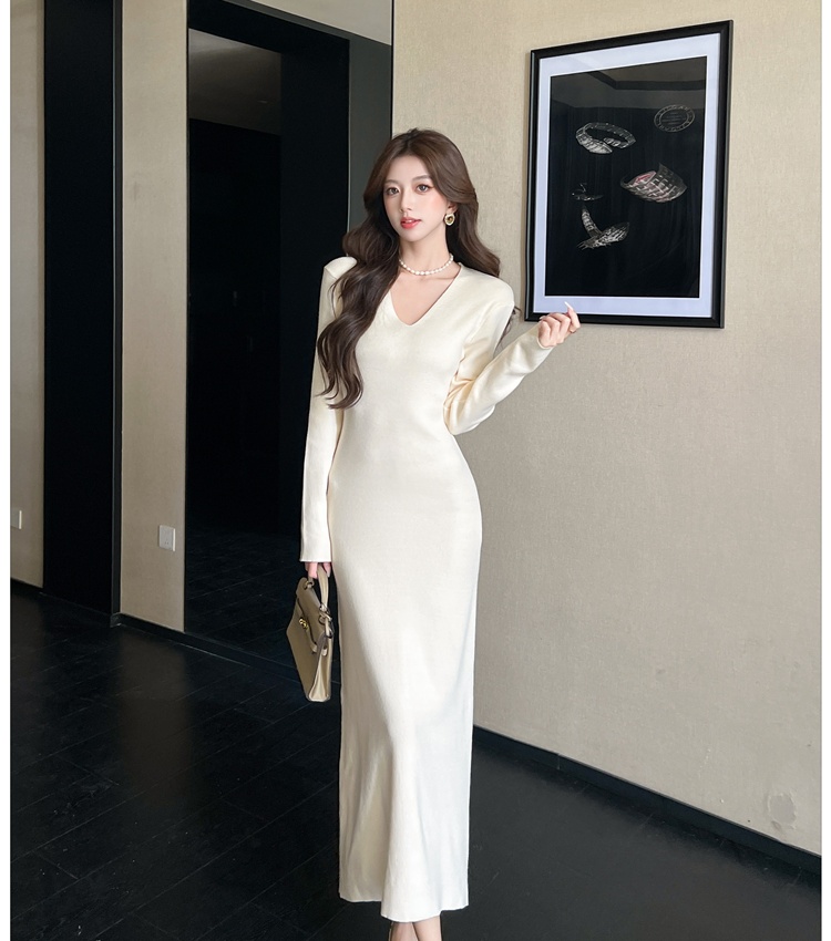 Temperament pinched waist long dress France style dress