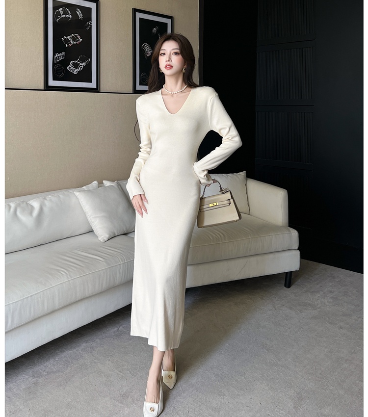 Temperament pinched waist long dress France style dress