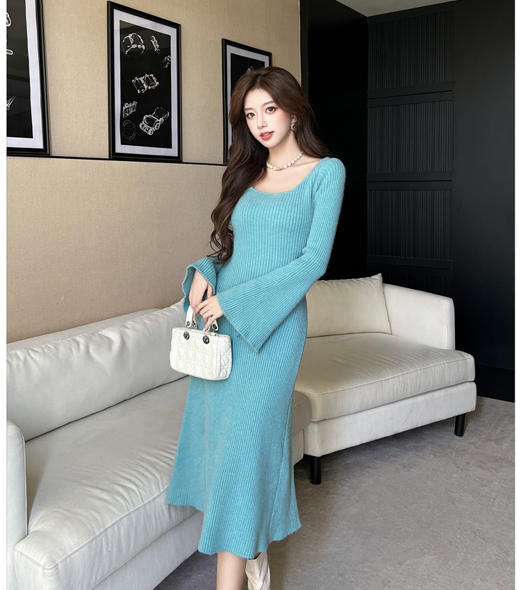Knitted bottoming dress winter retro long dress