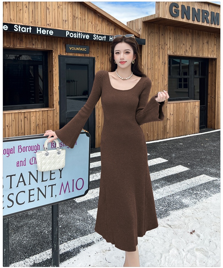 Knitted bottoming dress winter retro long dress