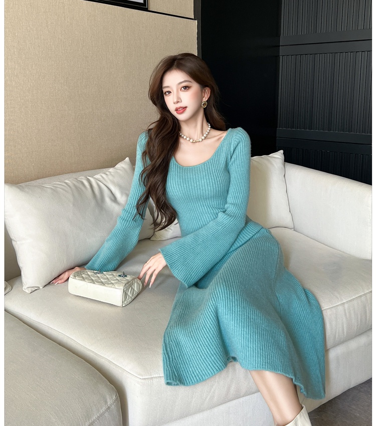 Knitted bottoming dress winter retro long dress