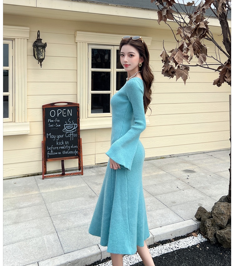 Knitted bottoming dress winter retro long dress