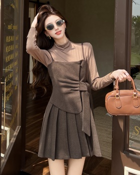 Bottoming sling T-back pleated T-shirt 2pcs set
