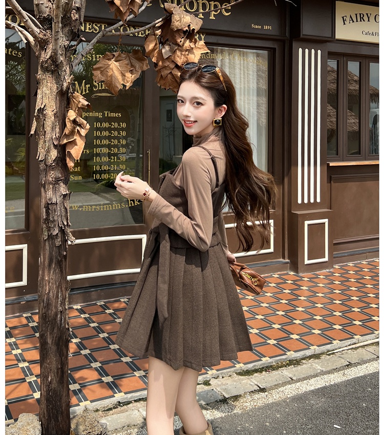 Bottoming sling T-back pleated T-shirt 2pcs set