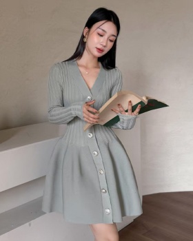 Small skirt slim unique knitted temperament dress