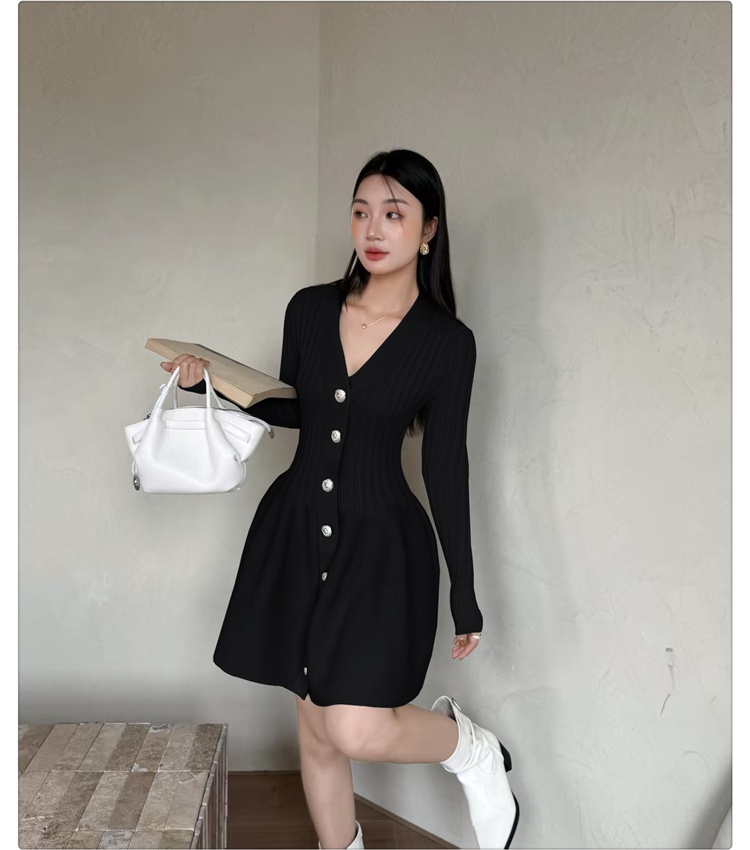 Small skirt slim unique knitted temperament dress