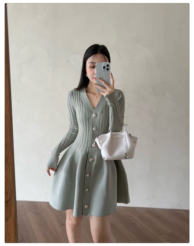 Small skirt slim unique knitted temperament dress