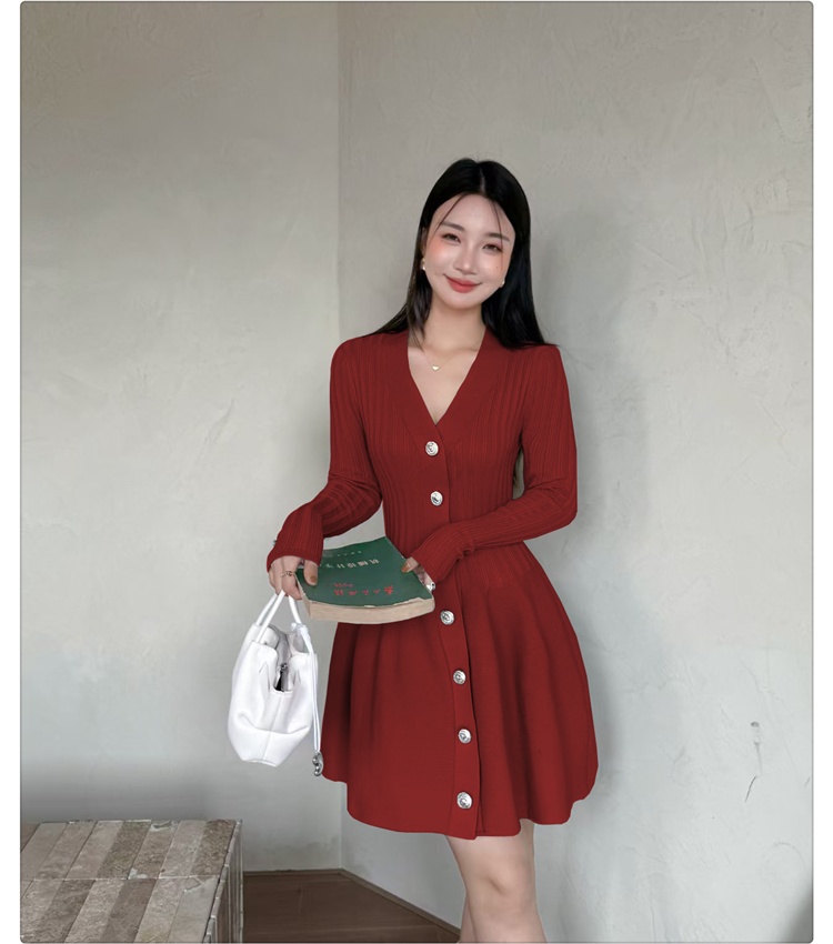 Small skirt slim unique knitted temperament dress
