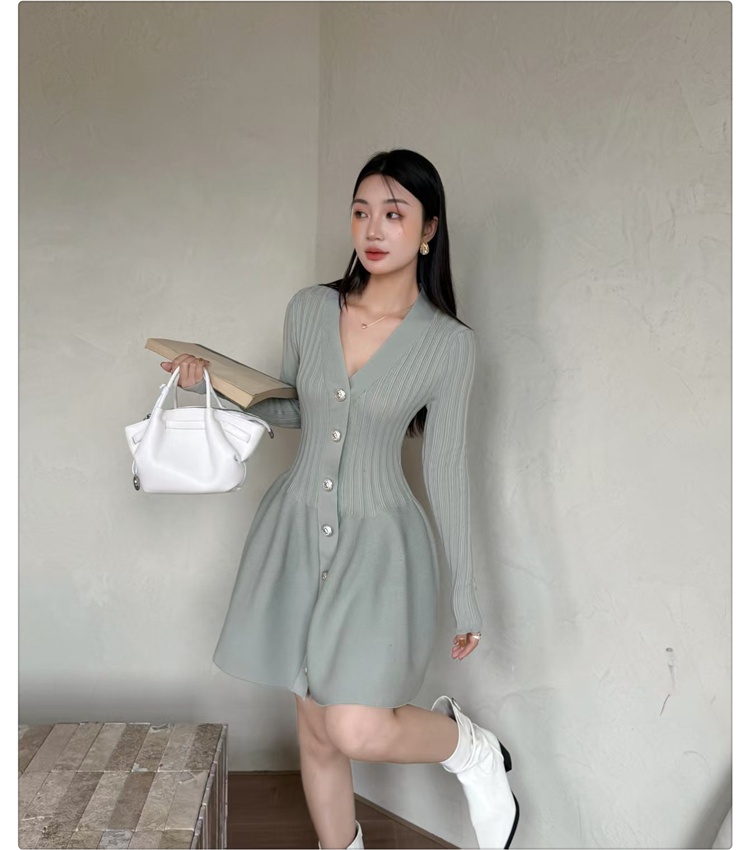 Small skirt slim unique knitted temperament dress