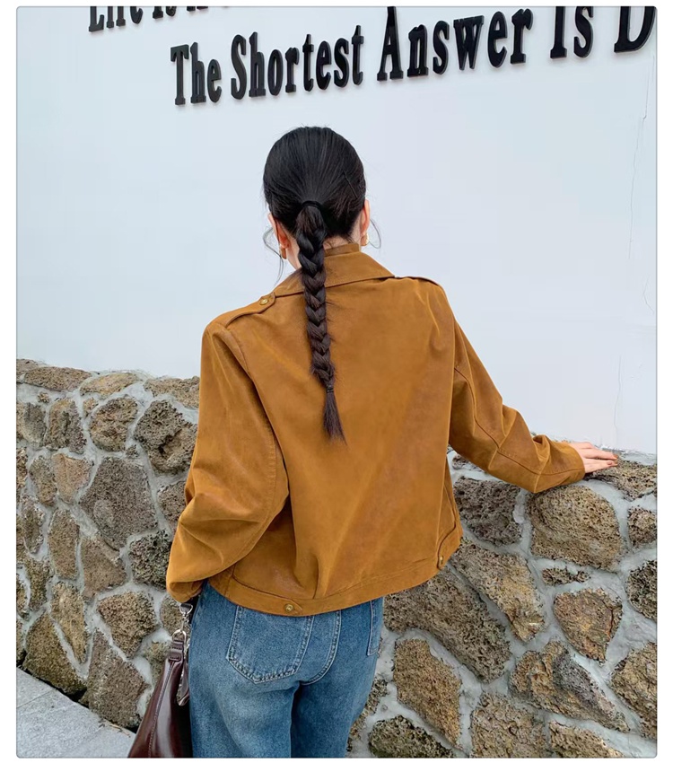 Zip autumn art lazy tops simple retro long sleeve jacket