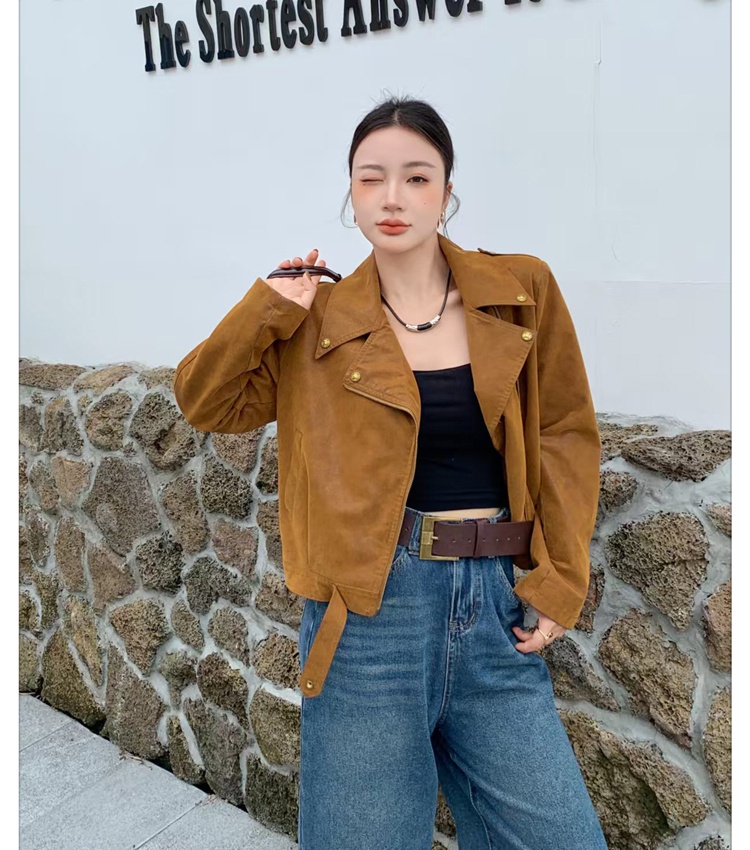 Zip autumn art lazy tops simple retro long sleeve jacket