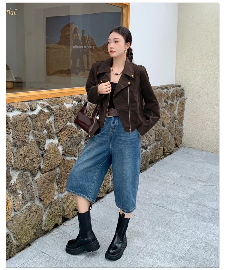 Zip autumn art lazy tops simple retro long sleeve jacket