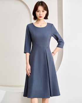 France style retro pinched waist slim dress for women