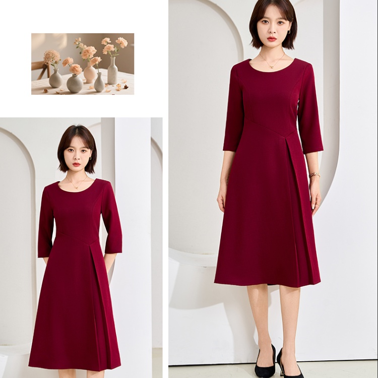 France style retro pinched waist slim dress for women