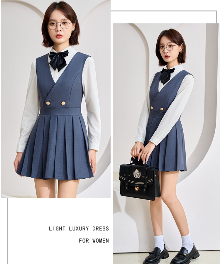 Pinched waist France style slim retro dress