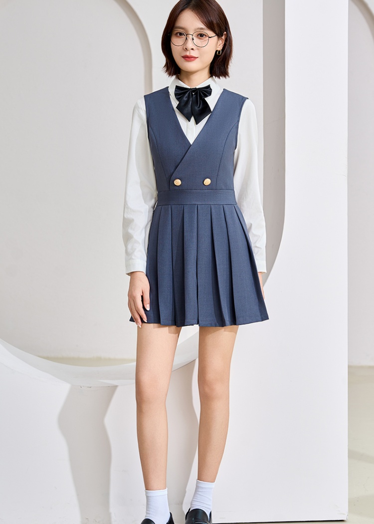 Pinched waist France style slim retro dress