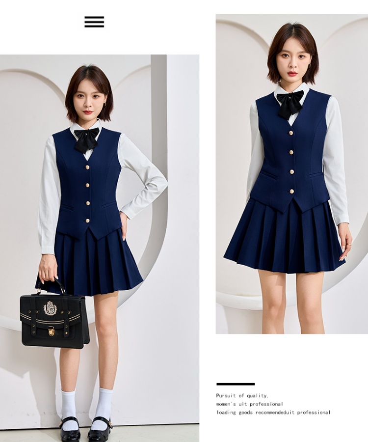 Temperament overalls waistcoat V-neck short skirt a set