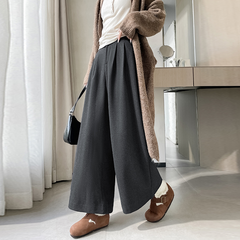 Thick slim woolen suit pants Casual high waist long pants