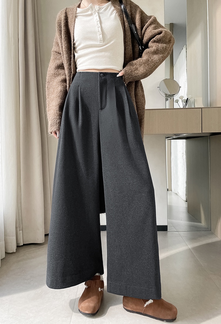 Thick slim woolen suit pants Casual high waist long pants