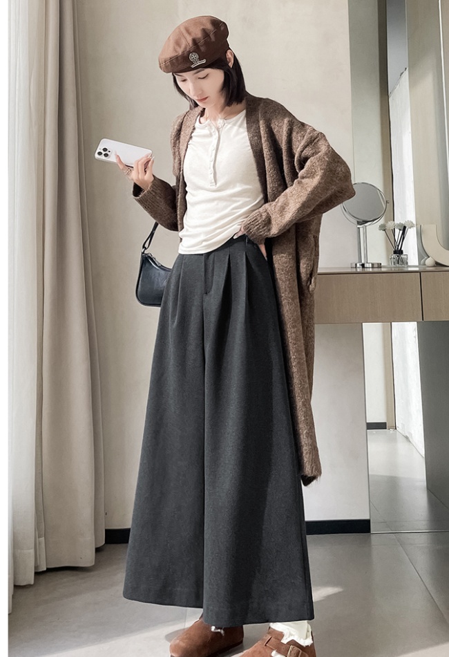Thick slim woolen suit pants Casual high waist long pants