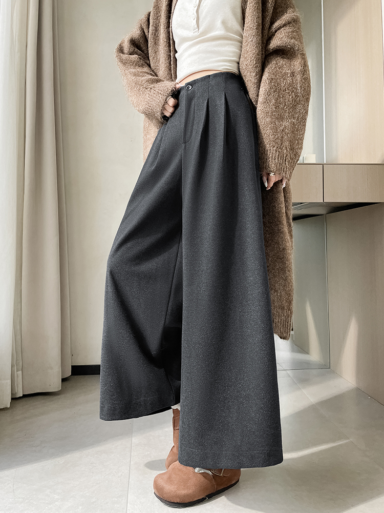 Thick slim woolen suit pants Casual high waist long pants