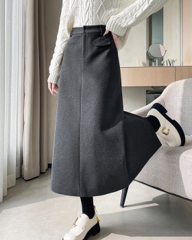 Dark-gray autumn and winter all-match skirt for women