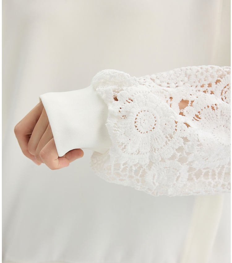 Unique white crochet hoodie niche round neck hollow tops