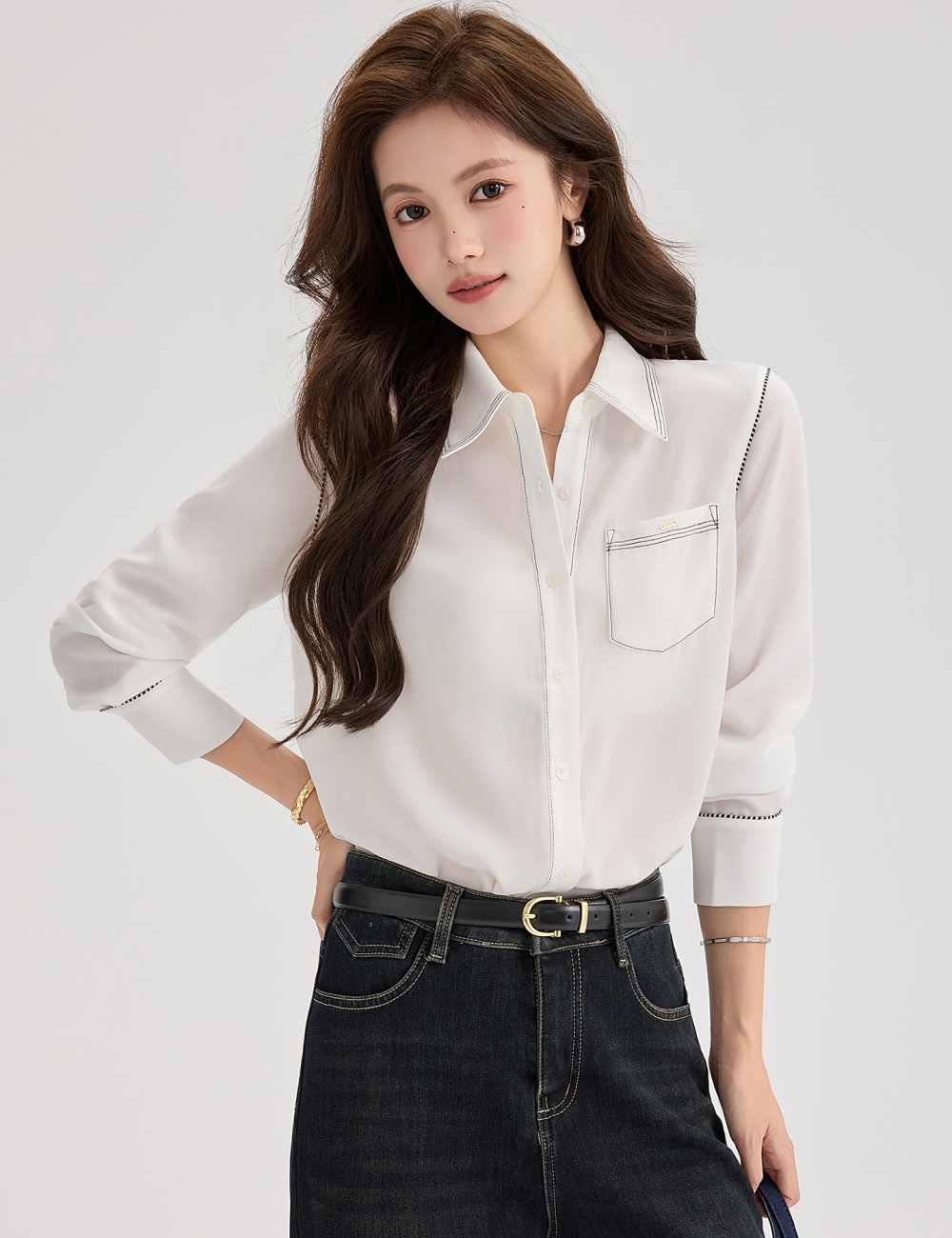 Autumn unique tops France style small shirt for women