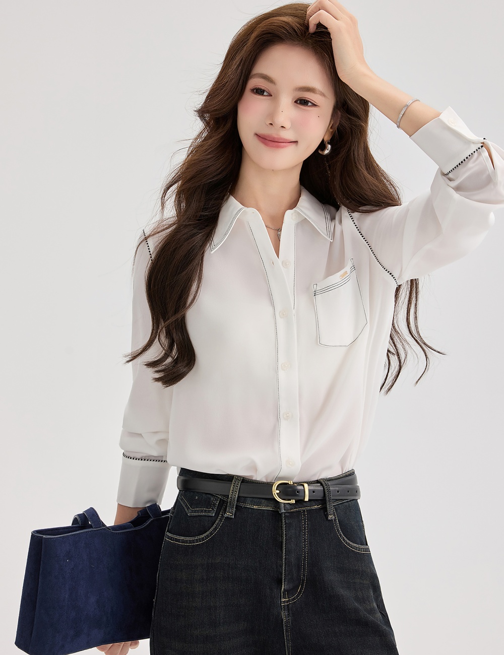 Autumn unique tops France style small shirt for women