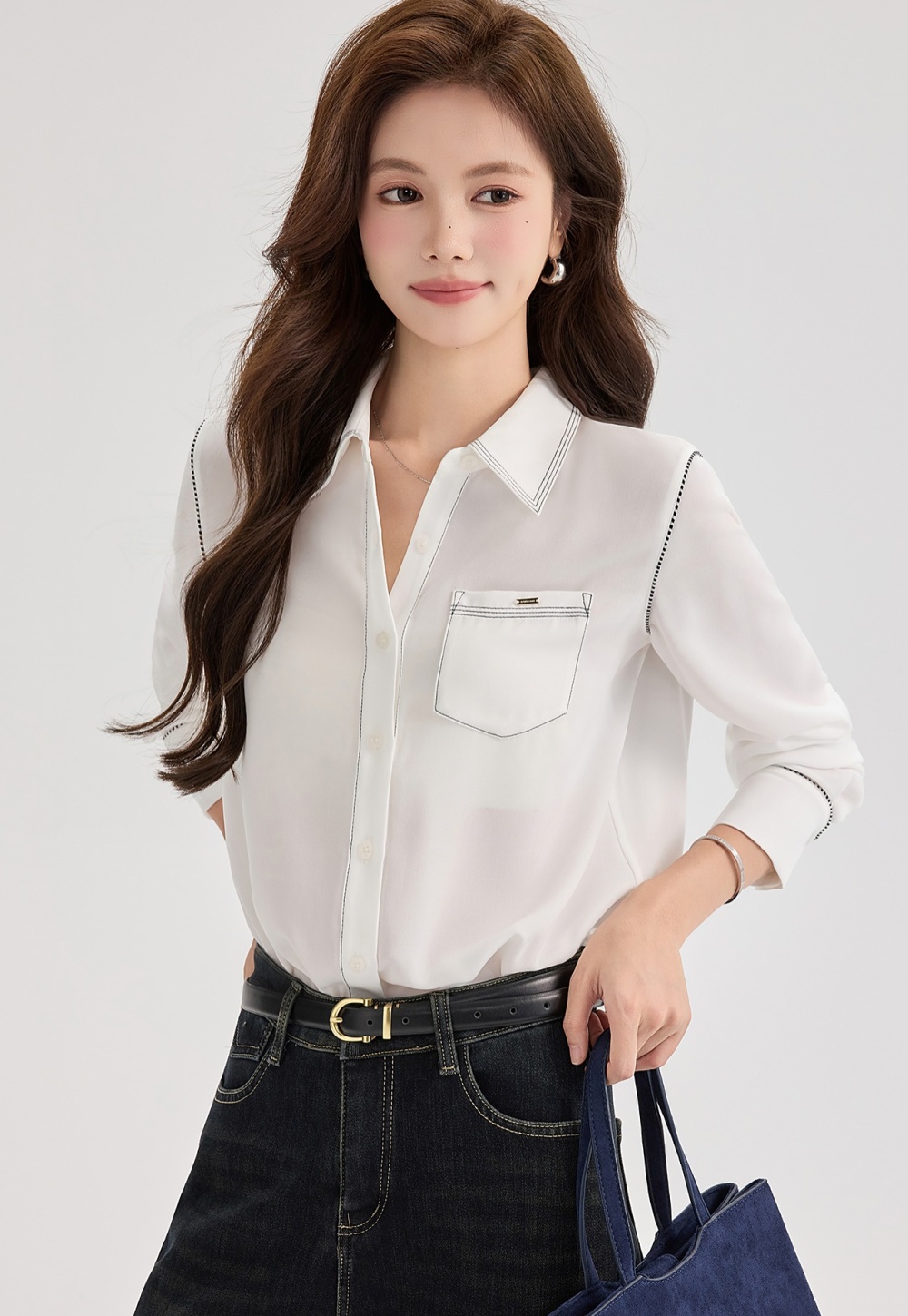 Autumn unique tops France style small shirt for women
