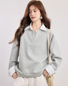 Not gray tops lapel pullover hat for women