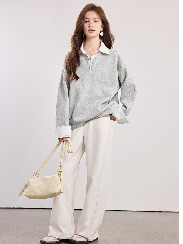 Not gray tops lapel pullover hat for women
