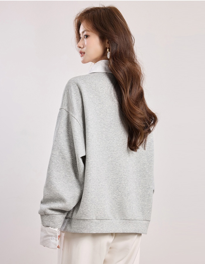 Not gray tops lapel pullover hat for women