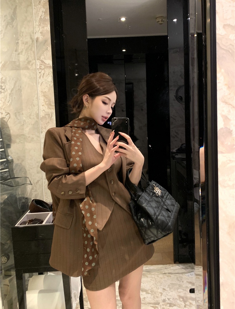 Fashion short skirt Korean style waistcoat 3pcs set
