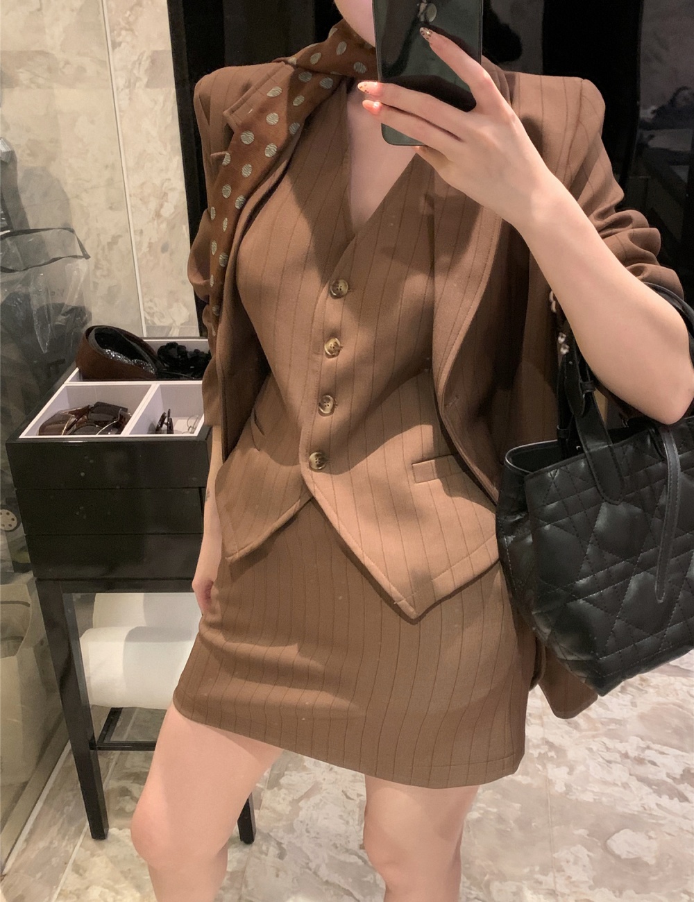Fashion short skirt Korean style waistcoat 3pcs set