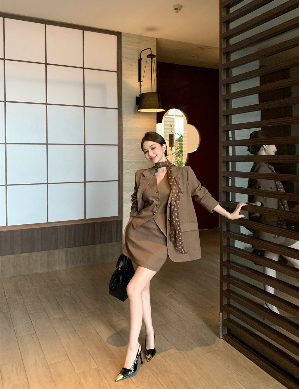 Fashion short skirt Korean style waistcoat 3pcs set