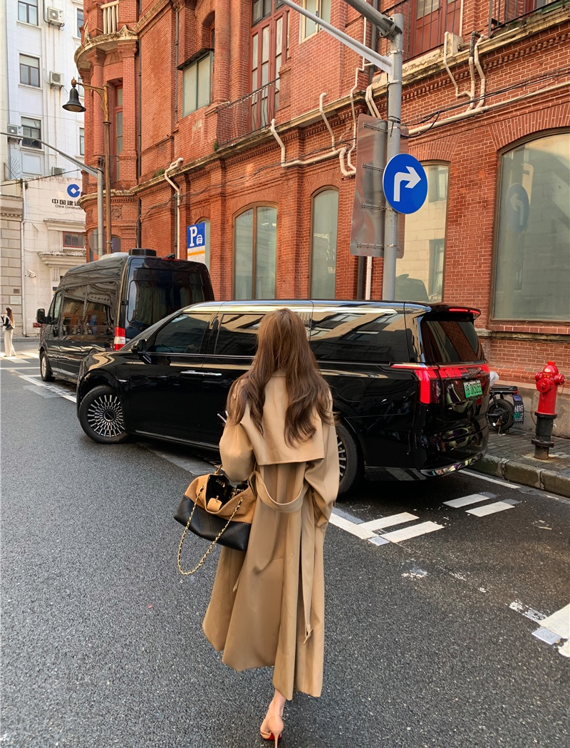 Long coat temperament windbreaker for women