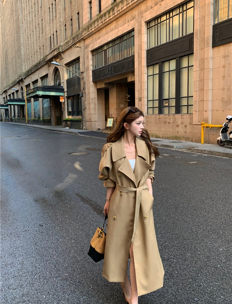 Long coat temperament windbreaker for women