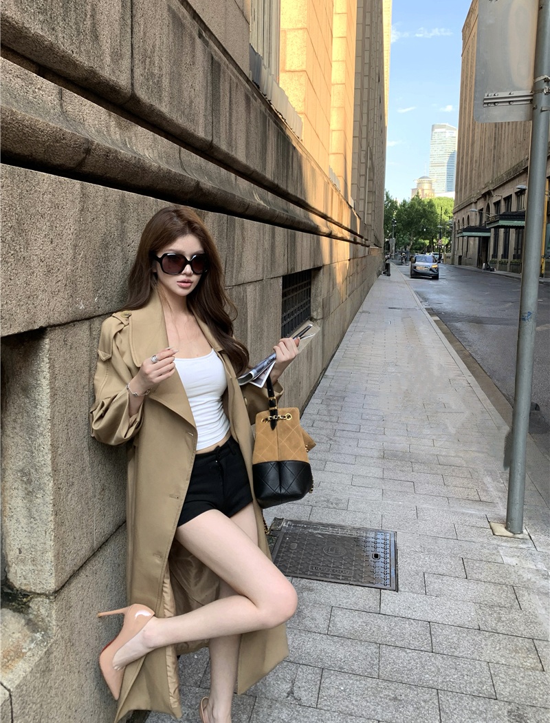 Long coat temperament windbreaker for women